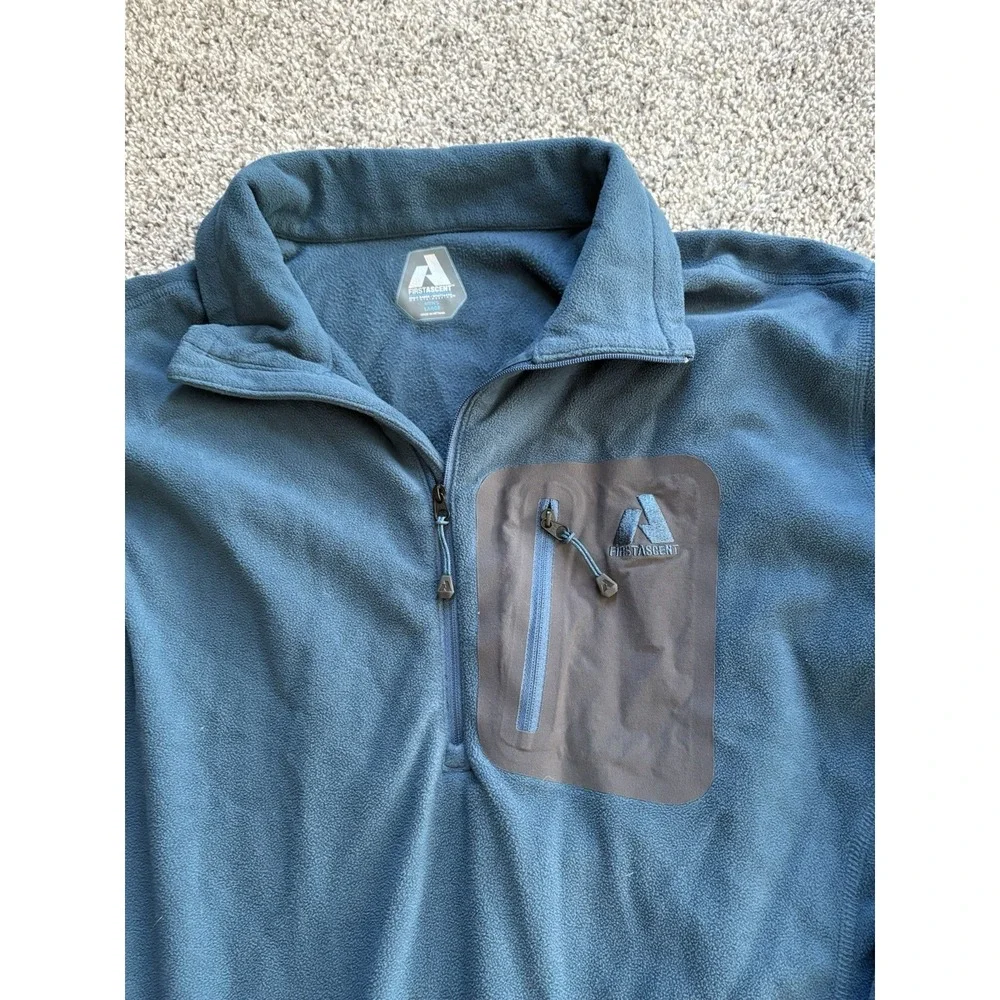 Eddie Bauer First Ascent Fleece Jacket Mens Larger 1/4‎ Zip Pullover Blue